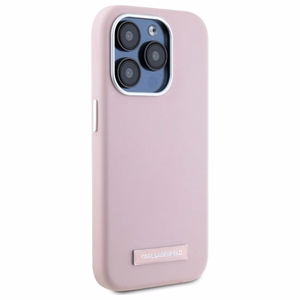 Karl Lagerfeld FW Metal Plate magnētiskais viedtālruņa apvalks iPhone 15 Pro - rozā