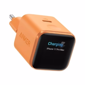 Anker Nano A121DGO1 – 45 W USB-C lādētājs ar viedo displeju, oranžs