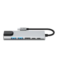 Tech-Protect HB02 HUB adapteris 6in1 USB-C + USB2.0 + USB3.0 + HDMI 4K 30Hz + RJ45 + PD100W - pelēks