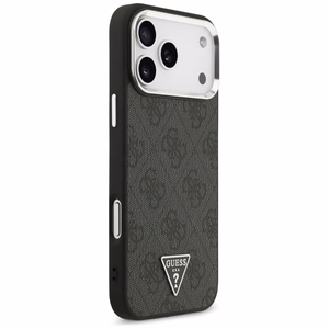 Guess 4G Triangle Logo MagSafe maciņš modelim iPhone 17 Pro Max / 18 Pro Max – melns un sudraba krāsā