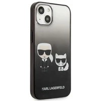 Karl Lagerfeld Gradient Ikonik Karl&Choupette viedtālruņa apvalks iPhone 13 mini – melns