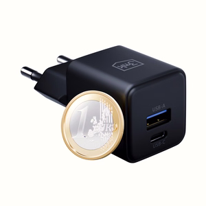 Melns 3mk Hyper GaN tīkla lādētājs, 20 W, QC4+/PD/PPS, USB 1A1C, ES