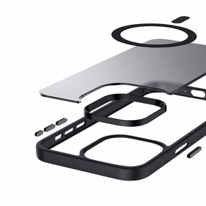 Crong Hybrid Frost MAG Cover vāciņš ierīcei iPhone 15 Plus, saderīgs ar MagSafe, melns