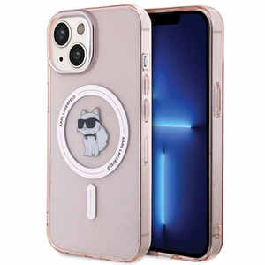Karl Lagerfeld IML Choupette Magnētiskais viedtālruņa apvalks iPhone 15 - rozā