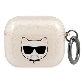 Karl Lagerfeld Glitter Choupette AirPods apvalks 3 - zelts