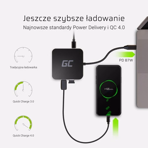 Green Cell AK61 докстанция для ноутбука USB 3.2 Gen 1 Type-C серебристый