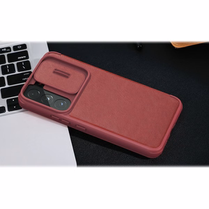Чехол-книжка Nillkin Qin Leather Pro для Samsung Galaxy S22+ (S22 Plus) с защитой камеры коричневый