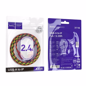 Cable USB A to Lightning Hoco 2,4A 1 m X116 gradient red
