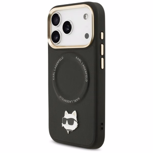 Karl Lagerfeld Big Strap Choupette Metal Logo MagSafe Case for iPhone 17 Pro Max - Black