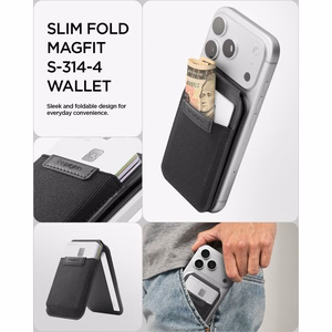 Spigen Slim Fold S314-4 MagSafe magnētiskais karšu maciņš tālrunim – melns