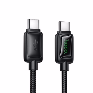 Kabelis ar LCD USB C uz USB C Hoco 3A 60W 1,2 m U146 melns