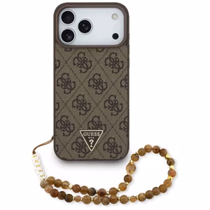 Guess 4G Strap Triangle Logo MagSafe Case for iPhone 17 Pro Max - Brown