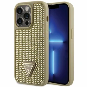 Guess GUHCP14LHDGTPD iPhone 14 Pro 6.1" zelts zelts Kietais vāciņš Rhinestone Triangle
