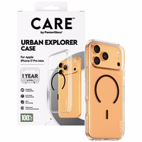 CARE by PanzerGlass Flagship Urban Explorer viedtālruņa apvalks ar melnu MagSafe iPhone 17 Pro Max - caurspīdīgs