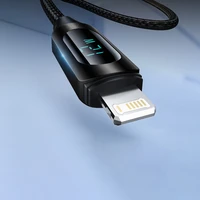 USB-A - Lightning kabelis Wozinsky WUALC2 ar LED ekrānu 2.4A 2m - melns