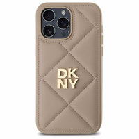 DKNY Quilted Stack Logo viedtālruņa apvalks iPhone 14 Pro Max - bēšs