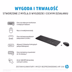 HP 230 bezvadu pele + tastatūra komplekts (EN)