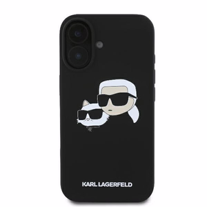 Karl Lagerfeld silikona Nauble Heads Print magnētiskais viedtālruņa apvalks iPhone 16 - melns