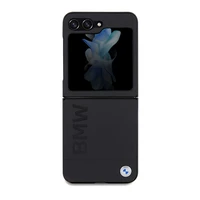 BMW ādas Hot Stamp viedtālruņa apvalks Samsung Galaxy Z Flip 5 - melns