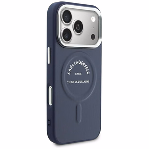 Karl Lagerfeld Embossed Open Ring RSG Logo MagSafe vāciņš iPhone 18 Pro Max / 17 Pro Max; krāsa: zila