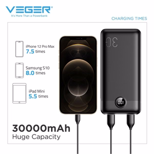 Powerbank Veger L30 (W3008PD) PD QC3.0 3A 20W 30000 mAh черный