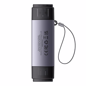 Baseus Lite Series SD/TF atmiņas karšu lasītājs, USB + USB-C (pelēks)