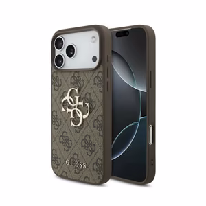 Guess PU 4G Metal Logo vāciņš Apple iPhone 18 Pro, brūns