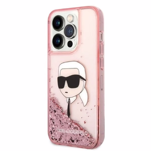 Karl Lagerfeld Glitter Karl's Head viedtālruņa apvalks iPhone 14 Pro Max - rozā