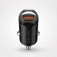 Blavec Auto lādētājs BS-02B-C Aero - USB + Type C - QC 3.0 18W PD 30W ar Type C to Type C cable (CCBS02BCA-UCB) melns