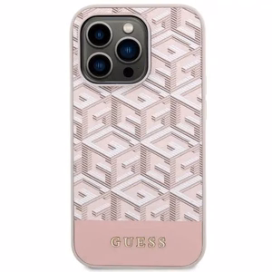 Guess GUHMP14LHGCFSEP iPhone 14 Pro 6.1" rozā/rozā cietais apvalks GCube Stripes MagSafe