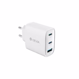 Devia wall lādētājs Extreme PD GaN 65W 2x USB-C 1x USB balts + kabelis USB-C - USB-C laptop lādētājs