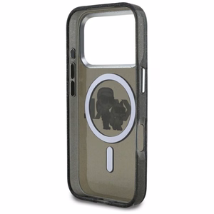 KARL LAGERFELD viedtālruņa apvalks IPHONE 17 Pro, ar magnētisko MagSafe, (KLHMP17LHGKCGKBK, IML Glitter k&C Sketch Logo) melns