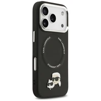 Karl Lagerfeld Karl & Choupette Pins MagSafe apvalks viedtālrunim iPhone 17 Pro Max - melns