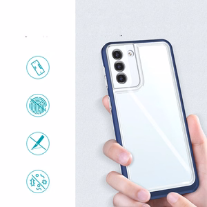 Caurspīdīgs 3in1 viedtālruņa apvalks Samsung Galaxy S21 + 5G (S21 Plus 5G) rāmja gēla vāks zils