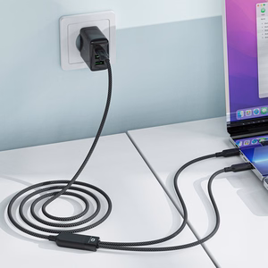 Acefast C5 USB-C - USB-C / USB-C 2in1 100W 480Mb/s kabelis - melns