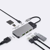 zaļš CELL HUB USB-C ADAPTER GC CONNECT 7W1 (3XUSB 3.1, HDMI 4K 60HZ, USB-C PD 85W, MICROSD/SD)