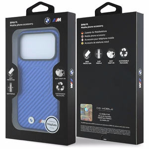 BMW M Carbon Printed Ring MagSafe maciņš modelim iPhone 17 Pro / 18 Pro – zils