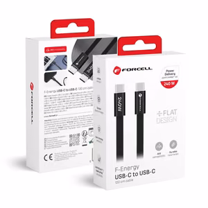 Forcell F-Energy QC4.0 PD 5A 240W Cafule Flat USB-C to USB-C Cable 1.2m CCFN23 black