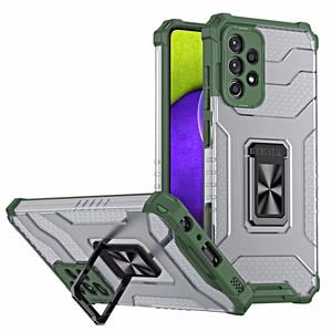 Kristāla gredzena viedtālruņa apvalks ar statīvu izturīgs aizsargvāks Samsung Galaxy A72 4G zaļš