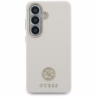 Guess maciņš Rhinestone Round Logo MagSafe priekš Samsung Galaxy S26 smilškrāsas