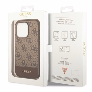 Guess GUHCP14LG4GLBR iPhone 14 Pro 6.1" brūns/brūns cietais apvalks 4G Stripe kolekcija