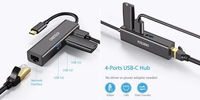 CHOETECH adapteris USB Type-C uz 1x RJ-45, 3x USB Type-A