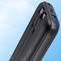 Portatīvais lādētājs Choetech B654 10000mAh 22,5W USB-A / USB-C / micro USB ar iebūvētu USB-C / Lightning kabeli (melns)