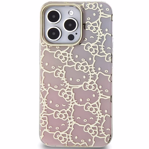 Hello Kitty IML Gradient Electrop Crowded Kitty Head viedtālruņa apvalks iPhone 15 Pro - rozā