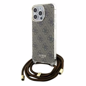 Guess Crossbody Cord 4G Print viedtālruņa apvalks iPhone 15 Pro – brūns