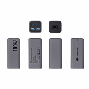 Настольное зарядное устройство Forcell F-Energy GaN III 2 x USB C + 2 x USB A QC4.0 PD 5A 100W VT-49 серое