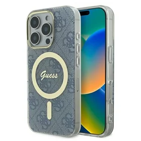 Guess IML 4G Magnētiskais viedtālruņa apvalks iPhone 16 Pro - zils