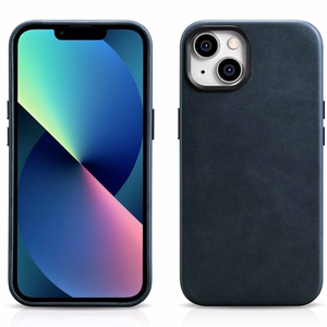 Чехол iCarer Oil Wax Premium Leather для iPhone 14 Plus магнитный кожаный с MagSafe тёмно-синий