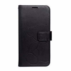 MEZZO grāmatas tipa viedtālruņa apvalks XIAOMI Redmi Note 14 4G (GLOBAL - 164,84mm x 78,15mm x 8,16mm) ar lācīti, melns