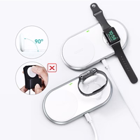 Choetech Qi 2in1 bezvadu lādētājs viedtālruņiem / Apple Watch ar statīvu (MFI) USB Type C balts (T317)
